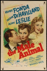 6h1103 MALE ANIMAL 1sh 1942 Henry Fonda, Olivia de Havilland & Joan Leslie, James Thurber play!