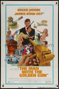 6h1108 MAN WITH THE GOLDEN GUN West Hemi 1sh 1974 McGinnis art of Roger Moore as James Bond!
