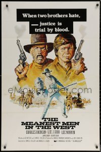 6h1117 MEANEST MEN IN THE WEST int'l 1sh 1974 cool art of Charles Bronson & Lee Marvin with guns!