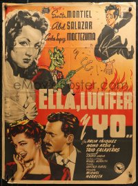 6h0136 ELLA, LUCIFER Y YO Mexican poster 1953 man makes deal with Devil to get beautiful Sara Montiel!