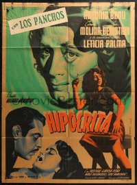 6h0139 HIPOCRITA Mexican poster 1949 great Jose Espert art of sexy Carmen Molina and top cast!