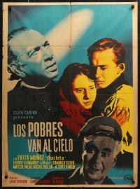 6h0147 LOS POBRES SIEMPRE VAN AL CIELO Mexican poster 1951 Chachita, Freddy Fernandez, cool art!
