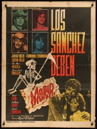6h0148 LOS SANCHEZ DEBEN MORIR Mexican poster 1966 Miguel M. Delgado, Javier Solis in title role!