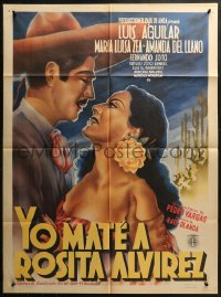 6h0163 YO MATE A ROSITA ALVIREZ Mexican poster 1947 he killed Roita Alvirez, close-up sexy art!