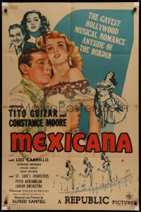 6h1123 MEXICANA 1sh 1945 pretty Constance Moore, gayest romance this side of the border!