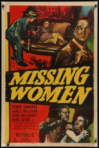 6h1132 MISSING WOMEN 1sh 1951 Penny Edwards, James Millican, James Brown, cool crime art!