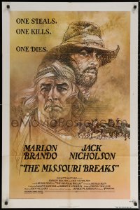 6h1133 MISSOURI BREAKS 1sh 1976 art of Marlon Brando & Jack Nicholson by Bob Peak!