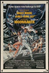 6h1140 MOONRAKER 1sh 1979 art of Roger Moore as James Bond, Lois Chiles & sexy ladies by Goozee!