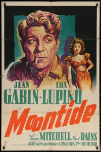 6h1142 MOONTIDE 1sh 1942 great art of sexy Ida Lupino & smoking Jean Gabin, Fritz Lang directs!