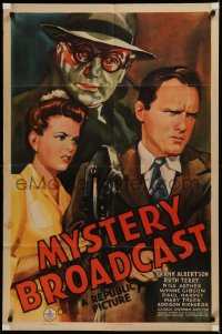 6h1159 MYSTERY BROADCAST 1sh 1943 Frank Albertson & Ruth Terry with shadowy man, ultra rare!