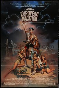 6h1164 NATIONAL LAMPOON'S EUROPEAN VACATION 1sh 1985 Chevy Chase, wacky fantasy art by Vallejo!