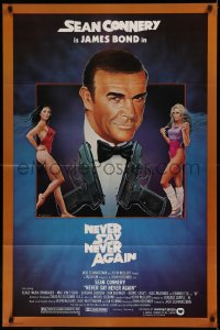 6h1173 NEVER SAY NEVER AGAIN 1sh 1983 art of Sean Connery as James Bond 007 by Obrero!