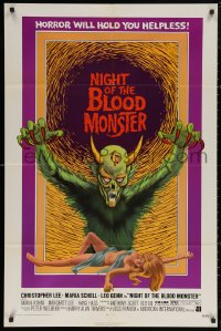 6h1175 NIGHT OF THE BLOOD MONSTER 1sh 1972 Jess Franco, art of wacky beast & half-dressed sexy girl!