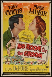 6h1182 NO ROOM FOR THE GROOM 1sh 1952 Tony Curtis with Piper Laurie, the nation's new heart sigh!