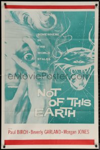 6h1189 NOT OF THIS EARTH military 1sh R1960s art of screaming Beverly Garland & alien monster!