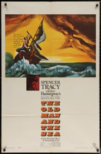 6h1196 OLD MAN & THE SEA 1sh 1958 Spencer Tracy, Ernest Hemingway, John Sturges, dramatic art!