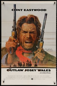 6h1207 OUTLAW JOSEY WALES int'l test print 1sh 1976 Eastwood is an army of one, art by Roy Andersen!