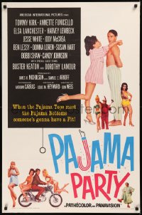 6h1212 PAJAMA PARTY 1sh 1964 Annette Funicello in sexy lingerie, Tommy Kirk, Buster Keaton!