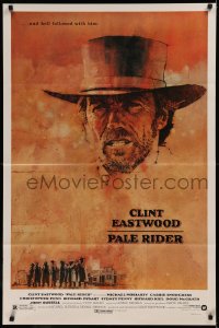 6h1213 PALE RIDER 1sh 1985 close-up artwork of cowboy Clint Eastwood by C. Michael Dudash!