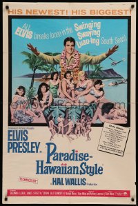 6h1214 PARADISE - HAWAIIAN STYLE 1sh 1966 Elvis Presley on the beach with sexy tropical babes!