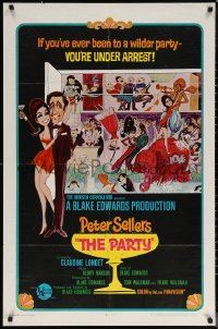6h1217 PARTY 1sh 1968 Peter Sellers, Blake Edwards, great different art NOT by Jack Davis!