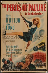 6h1220 PERILS OF PAULINE 1sh 1947 wacky art of Betty Hutton as silent screen heroine!