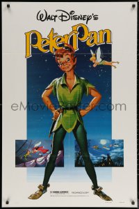 6h1223 PETER PAN 1sh R1982 Walt Disney animated cartoon fantasy classic, great full-length art!