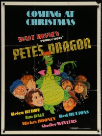 6h1222 PETE'S DRAGON teaser 1sh 1977 Walt Disney animation/live action, great art of Elliott & cast!