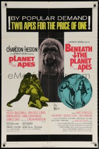 6h1236 PLANET OF THE APES/BENEATH THE PLANET OF THE APES 1sh 1971 2 apes for the price of 1!