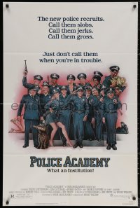 6h1239 POLICE ACADEMY 1sh 1984 Steve Guttenberg, Kim Cattrall, Drew Struzan police artwork!