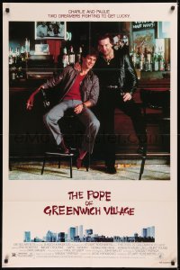 6h1243 POPE OF GREENWICH VILLAGE 1sh 1984 great c/u of Eric Roberts & Mickey Rourke sitting at bar!