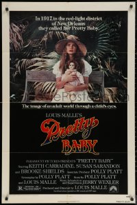 6h1250 PRETTY BABY 1sh 1978 directed by Louis Malle, young Brooke Shields sitting with doll!