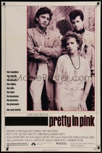 6h1251 PRETTY IN PINK 1sh 1986 great portrait of Molly Ringwald, Andrew McCarthy & Jon Cryer!