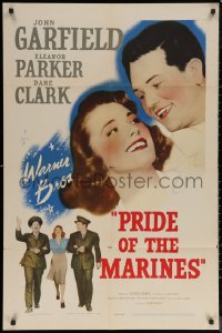 6h1252 PRIDE OF THE MARINES 1sh 1945 Eleanor Parker between John Garfield & Dane Clark!