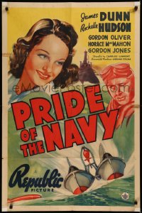 6h1253 PRIDE OF THE NAVY 1sh 1939 art of James Dunn, Rochelle Hudson & wild torpedo boat!