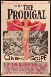 6h1258 PRODIGAL 1sh 1955 Biblical Lana Turner & Edmond Purdom, woman's beauty & man's temptation!