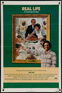 6h1275 REAL LIFE 1sh 1979 Albert Brooks, wacky spoof of Norman Rockwell painting!