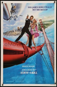 6h1504 VIEW TO A KILL style B 1sh 1985 Goozee art of Moore as Bond, Tanya Roberts & Walken!