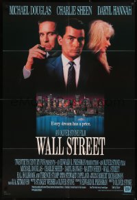 6h1509 WALL STREET int'l 1sh 1987 Michael Douglas, Charlie Sheen, Daryl Hannah, Oliver Stone!