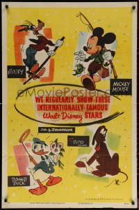 6h1510 WALT DISNEY STARS 1sh 1951 great images of Mickey Mouse, Goofy, Donald Duck, Pluto, RKO!