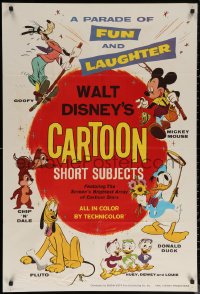 6h1511 WALT DISNEY'S CARTOON SHORT SUBJECTS 1sh 1965 Goofy, Mickey, Donald Duck, Pluto, Chip & Dale!