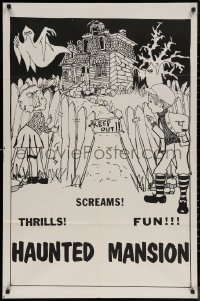 6h1524 WHO KILLED DOC ROBBIN 1sh R1973 children hiding from scary house, ghost, Haunted Mansion!