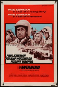6h1534 WINNING 1sh R1973 Paul Newman, Joanne Woodward, Indy car racing images!