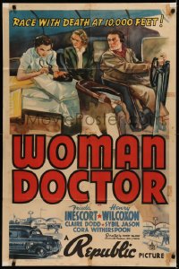 6h1536 WOMAN DOCTOR 1sh 1939 Frieda Inescort & Henry Wilcoxon racing with death at 10,000 feet!
