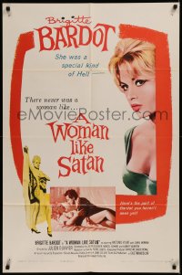 6h1537 WOMAN LIKE SATAN 1sh 1960 La Femme et le Pantin, Brigitte Bardot, special kind of Hell!
