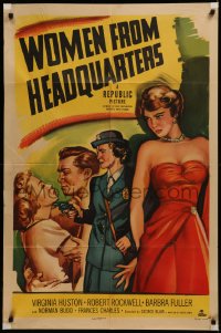 6h1538 WOMEN FROM HEADQUARTERS 1sh 1950 art of female cop Virginia Huston & Robert Rockwell!