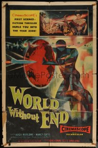 6h1541 WORLD WITHOUT END 1sh 1956 incredible Reynold Brown art hurls you into the year 2508!