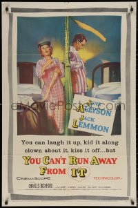 6h1546 YOU CAN'T RUN AWAY FROM IT 1sh 1956 Lemmon & Allyson, remake of It Happened One Night!
