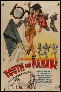 6h1552 YOUTH ON PARADE 1sh 1942 patriotic teen musical, John Hubbard, Ruth Terry!!