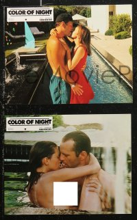 6h0031 COLOR OF NIGHT 12 French LCs 1994 close up of Bruce Willis & Jane March in the heat of desire!
